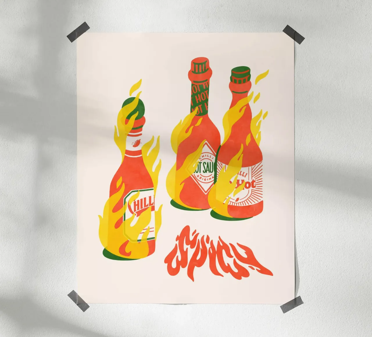 Spicy Sauces poster con telaio in plastica da illusthera