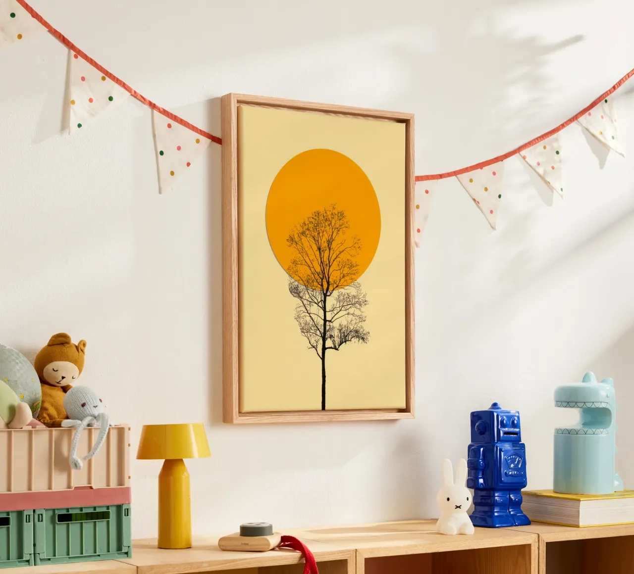 linescape tree and sun tela con Cornice a cassetta da carsa