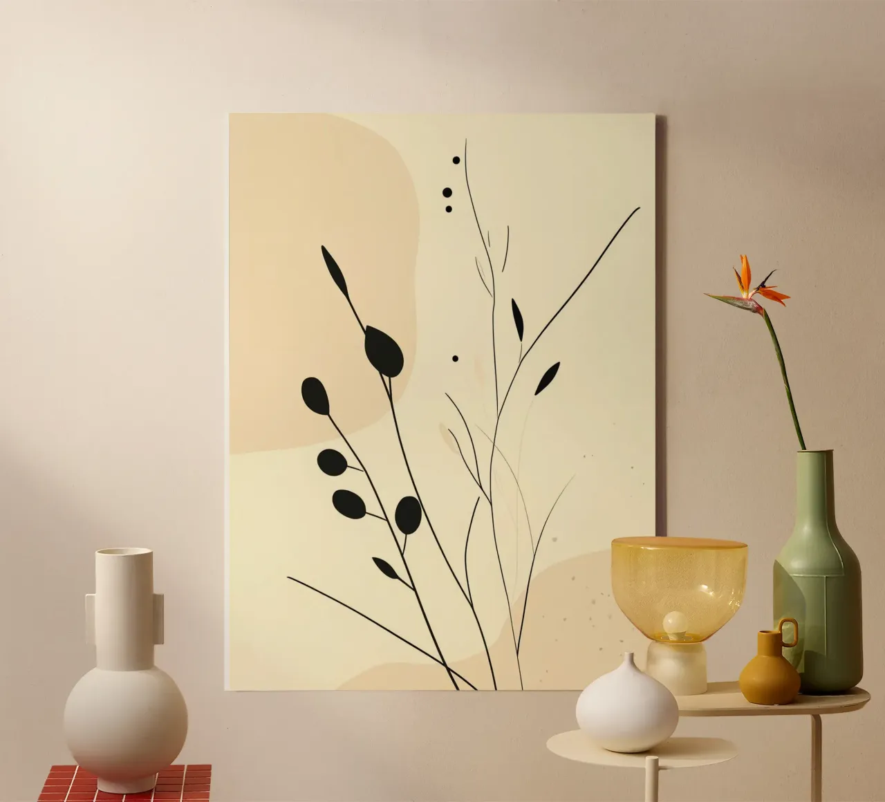 line of tree and branch Leinwand mit Schattenfugenrahmen von carsa