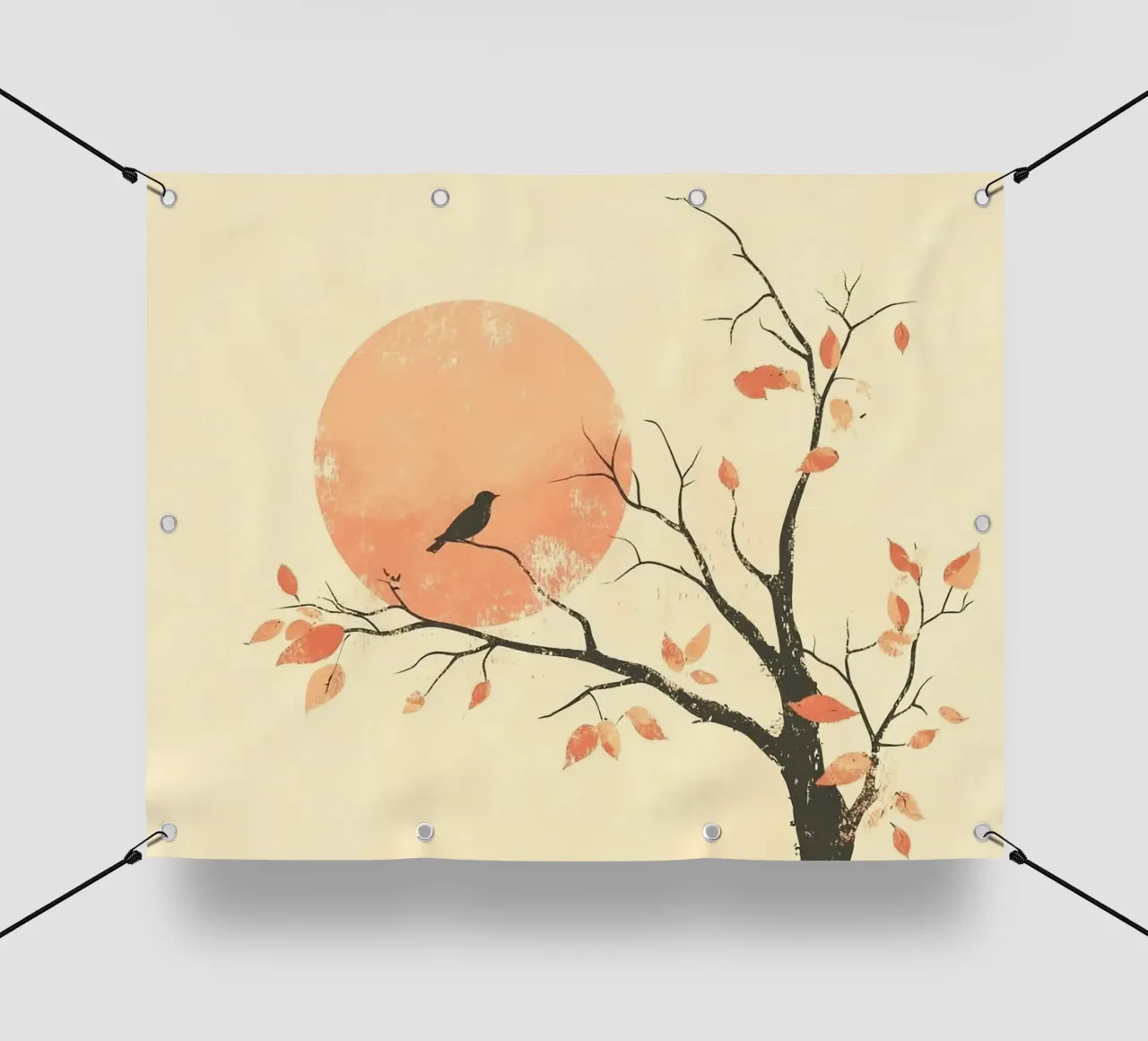 bird on branch tree telo in pvc da kichin