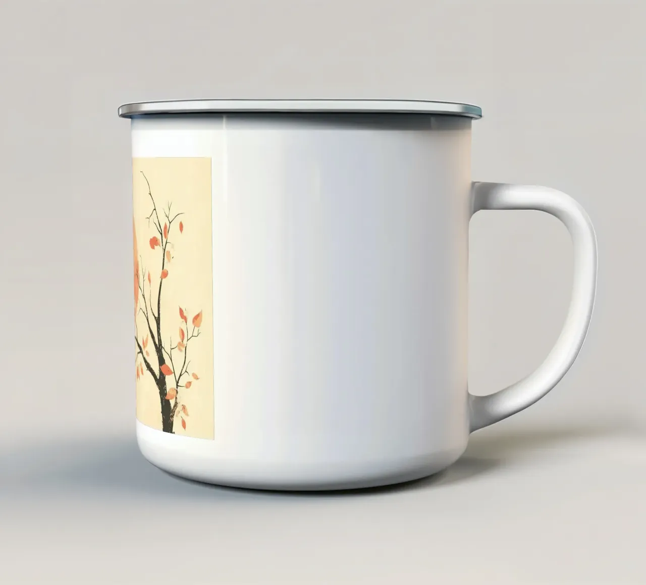 bird on branch tree tazza in smalto da kichin