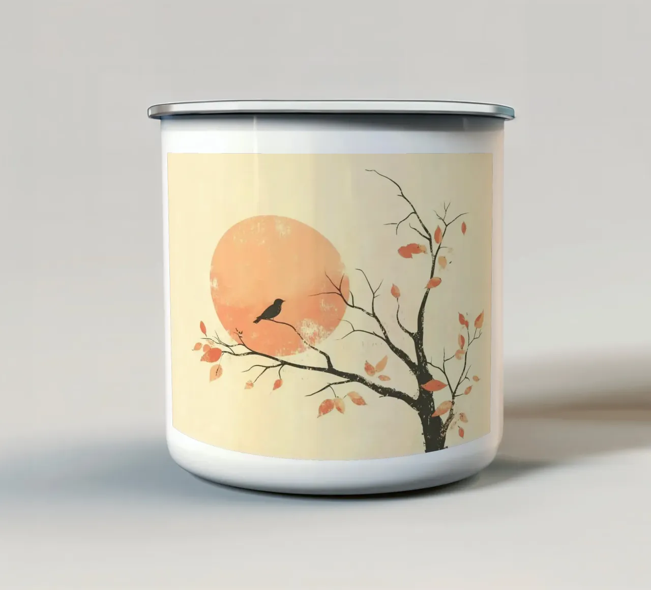 bird on branch tree tazza in smalto da kichin