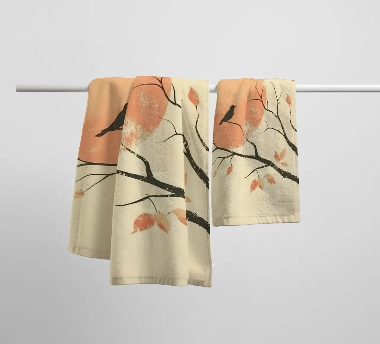 bird on branch tree asciugamano da bagno da kichin
