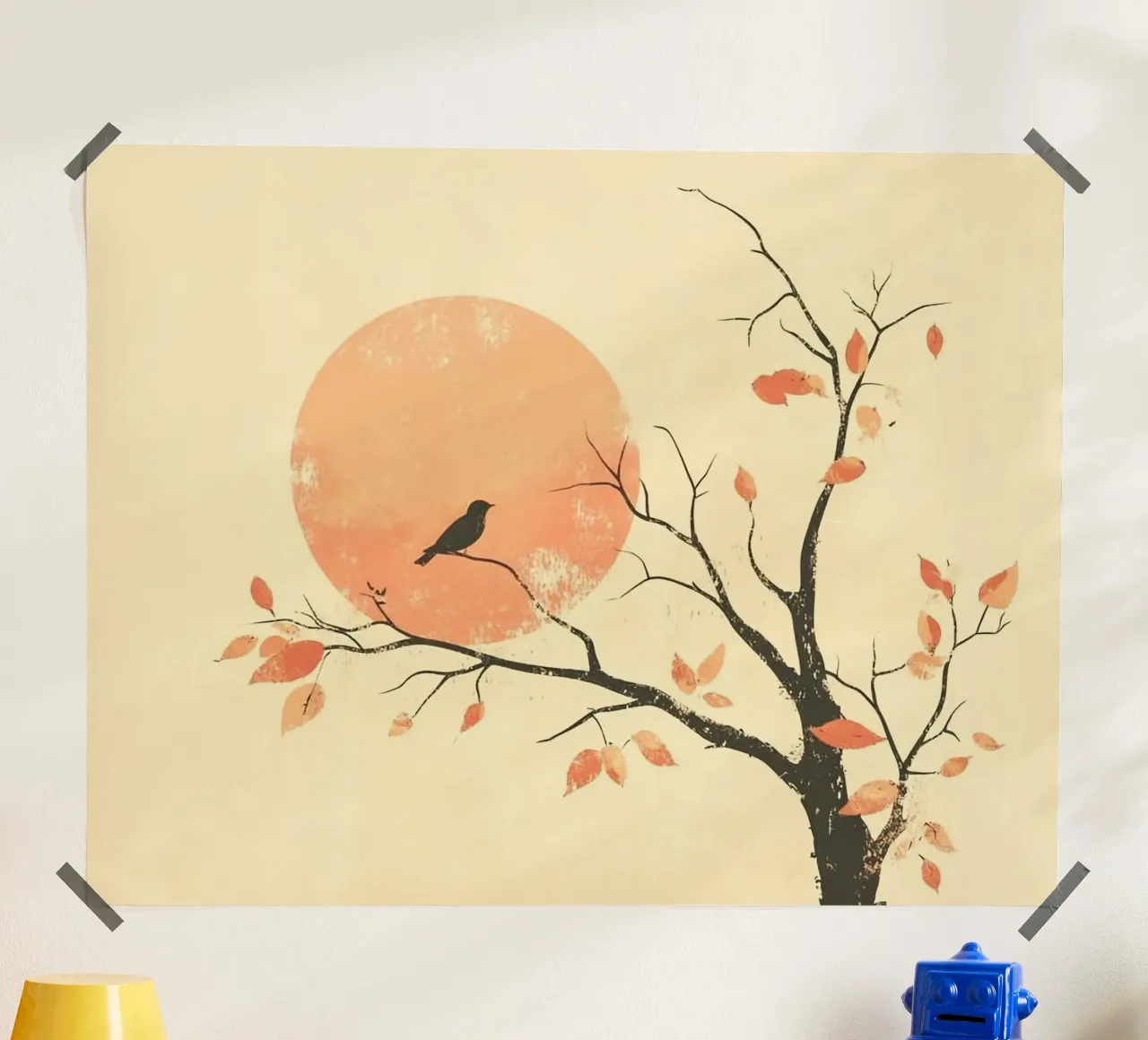 bird on branch tree poster da kichin