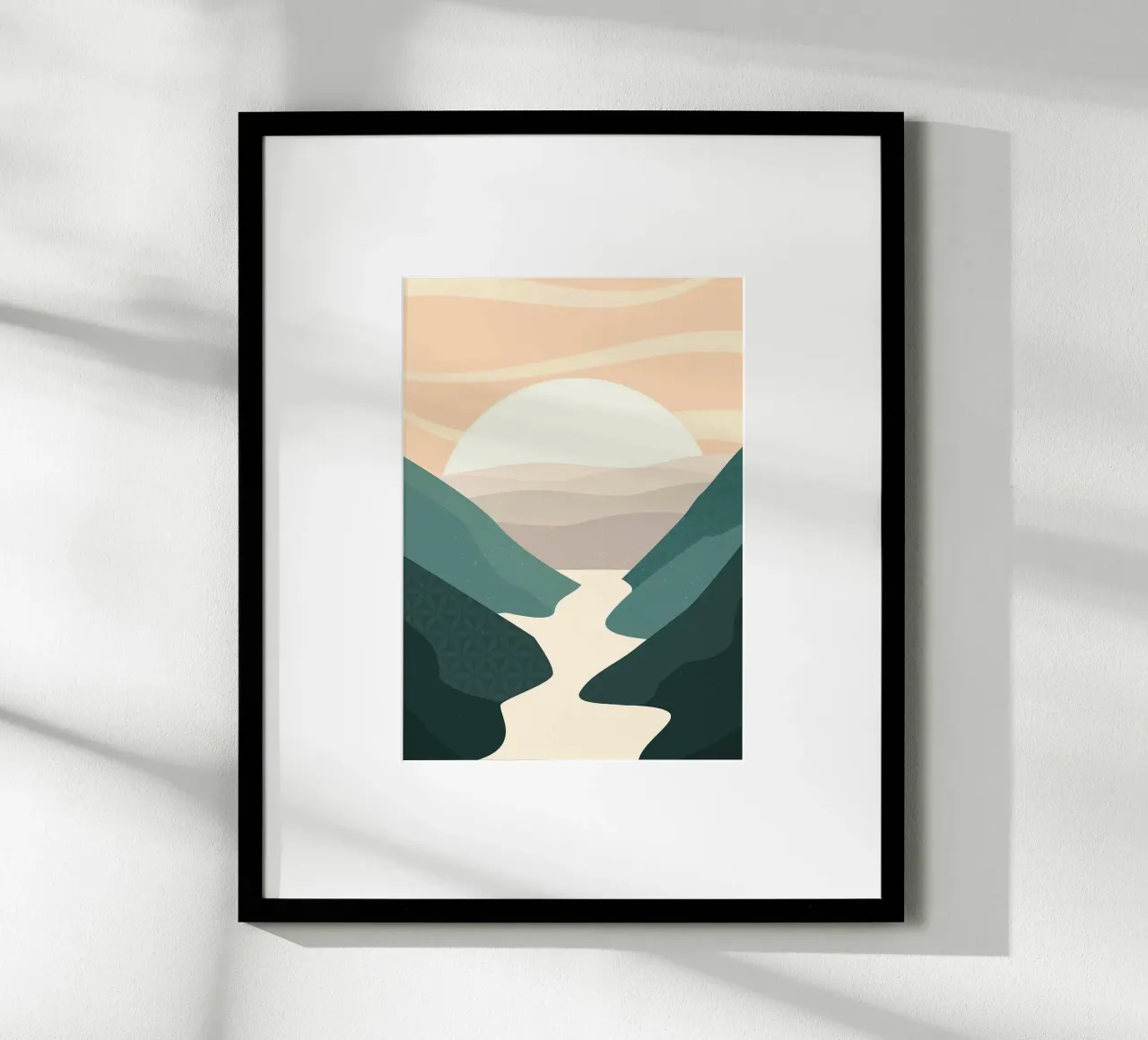 minimalist wave mountain land poster con telaio in plastica da carsa
