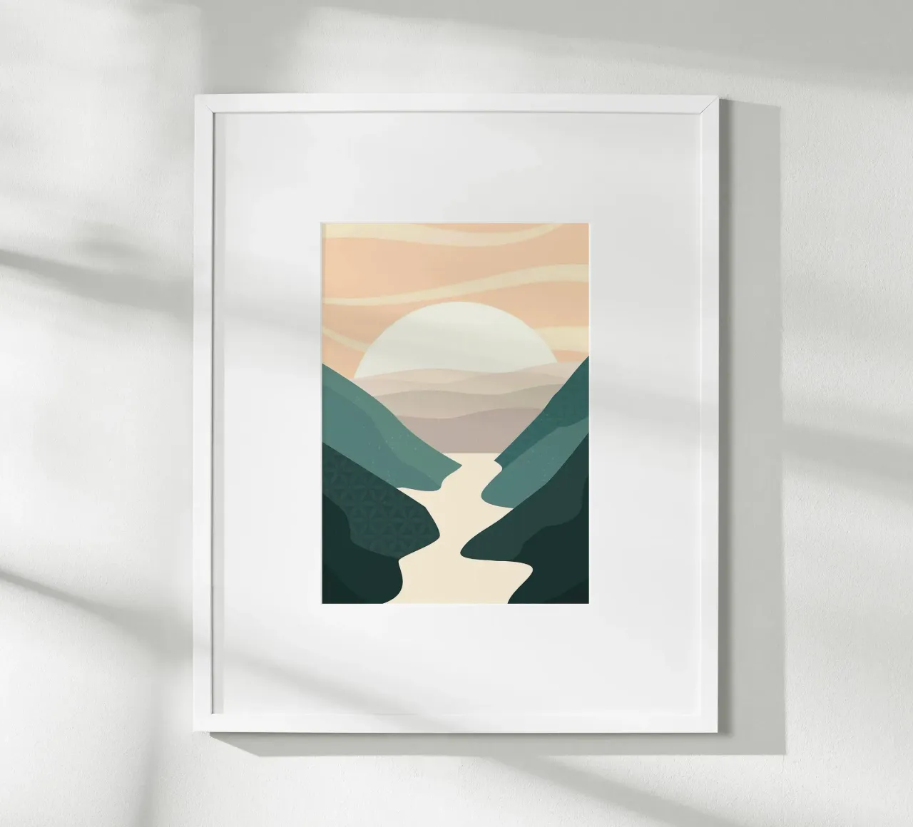minimalist wave mountain land poster con telaio in plastica da carsa