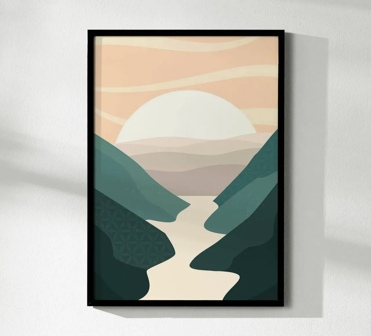 minimalist wave mountain land poster con telaio in plastica da carsa