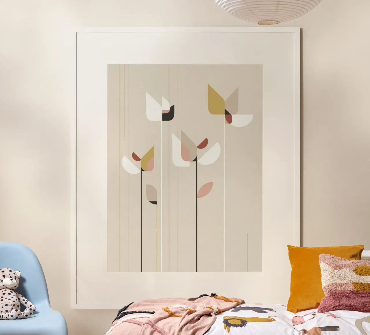 pastel shape flower poster con telaio in alluminio da kichin