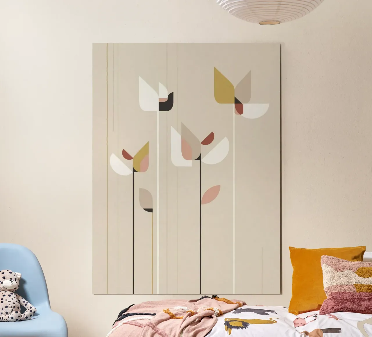pastel shape flower poster con telaio in alluminio da kichin