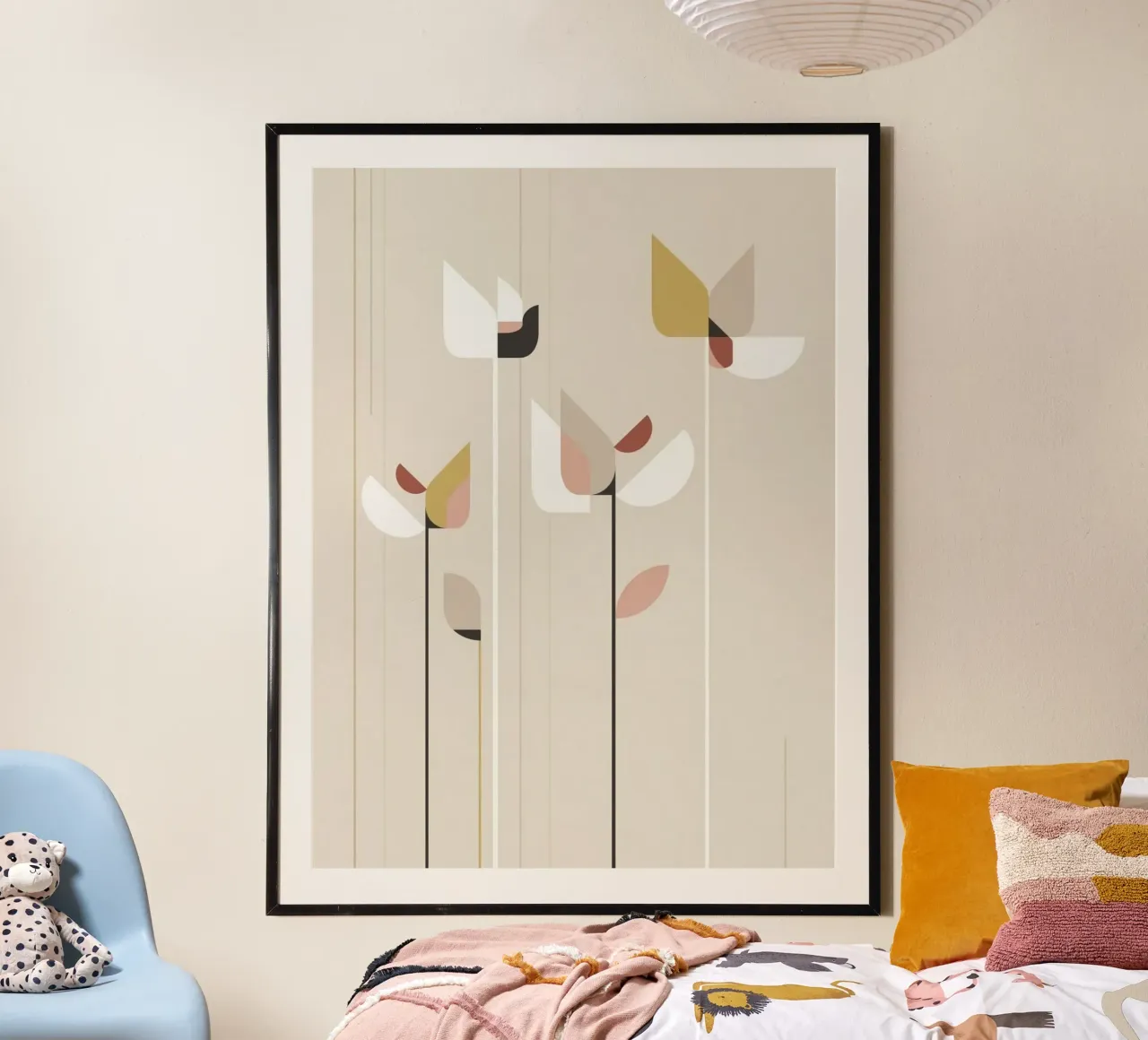 pastel shape flower poster con telaio in alluminio da kichin