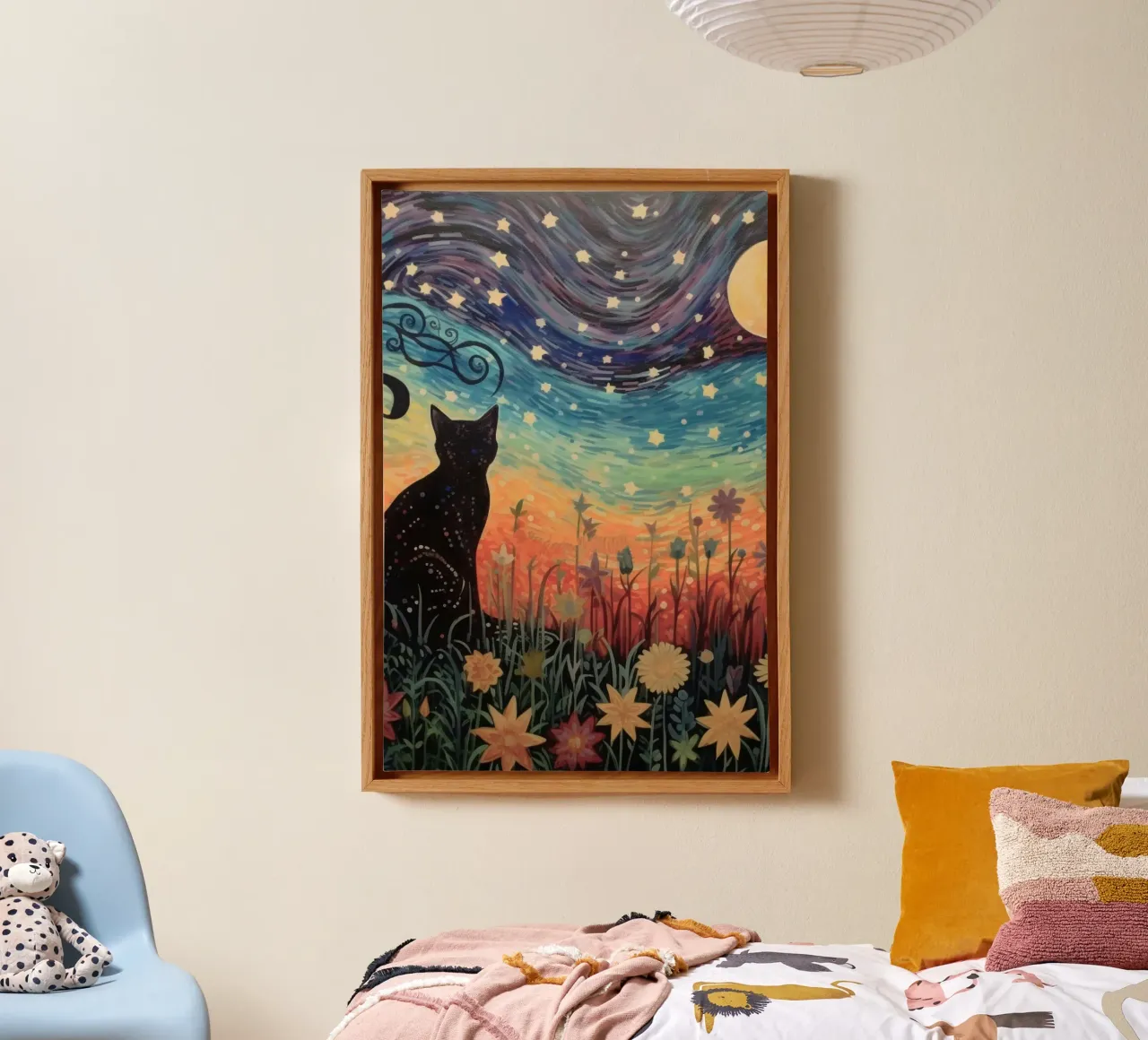 cat view the fairy sky canvas met Baklijst van carsa