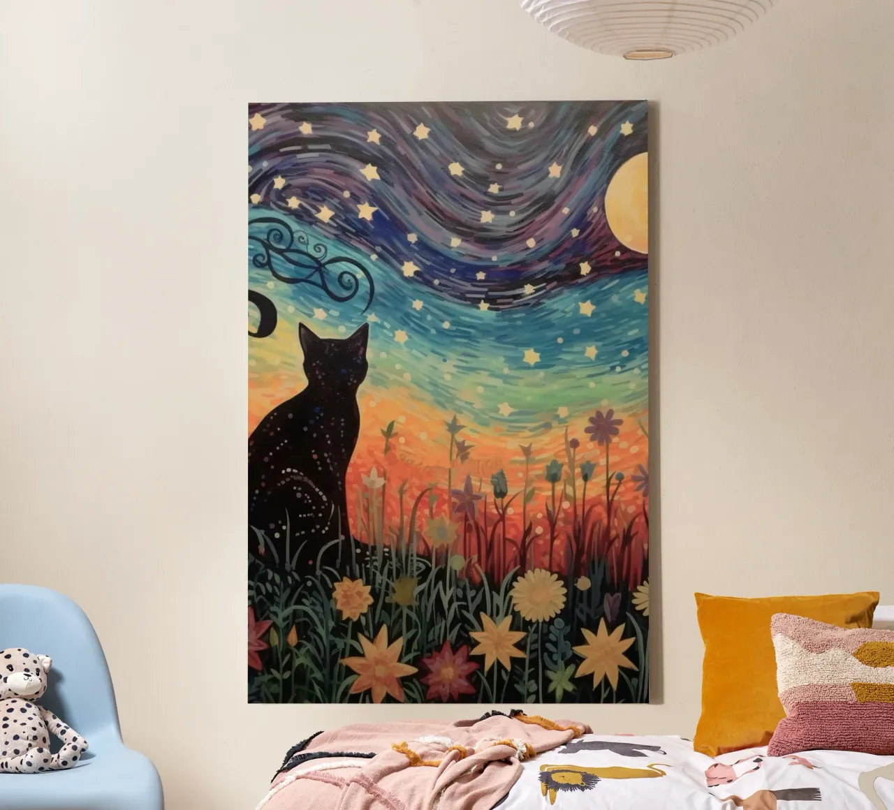cat view the fairy sky canvas met Baklijst van carsa