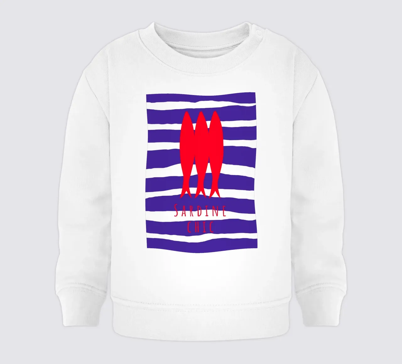 Sardine chic. (verfügbar in drei Varianten „bei check out“) felpa neonato da FRICKE DESIGN