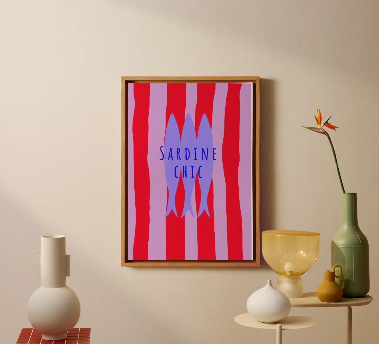 Sardine chic. (verfügbar in zwei Varianten „bei check out“) canvas with Floater frame by FRICKE DESIGN