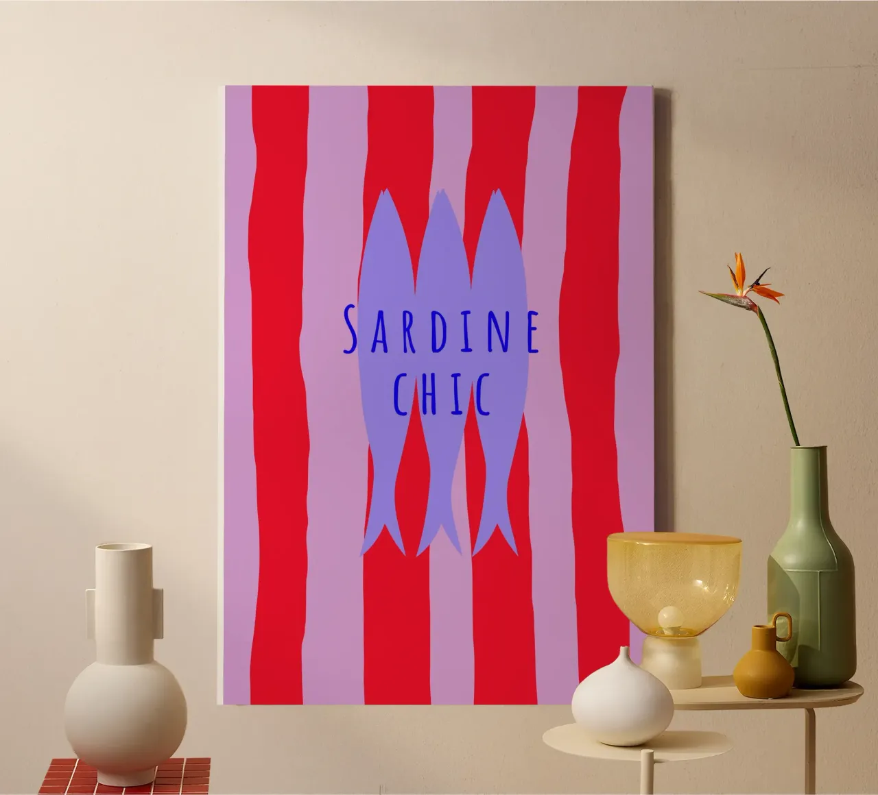 Sardine chic. (verfügbar in zwei Varianten „bei check out“) canvas with Floater frame by FRICKE DESIGN