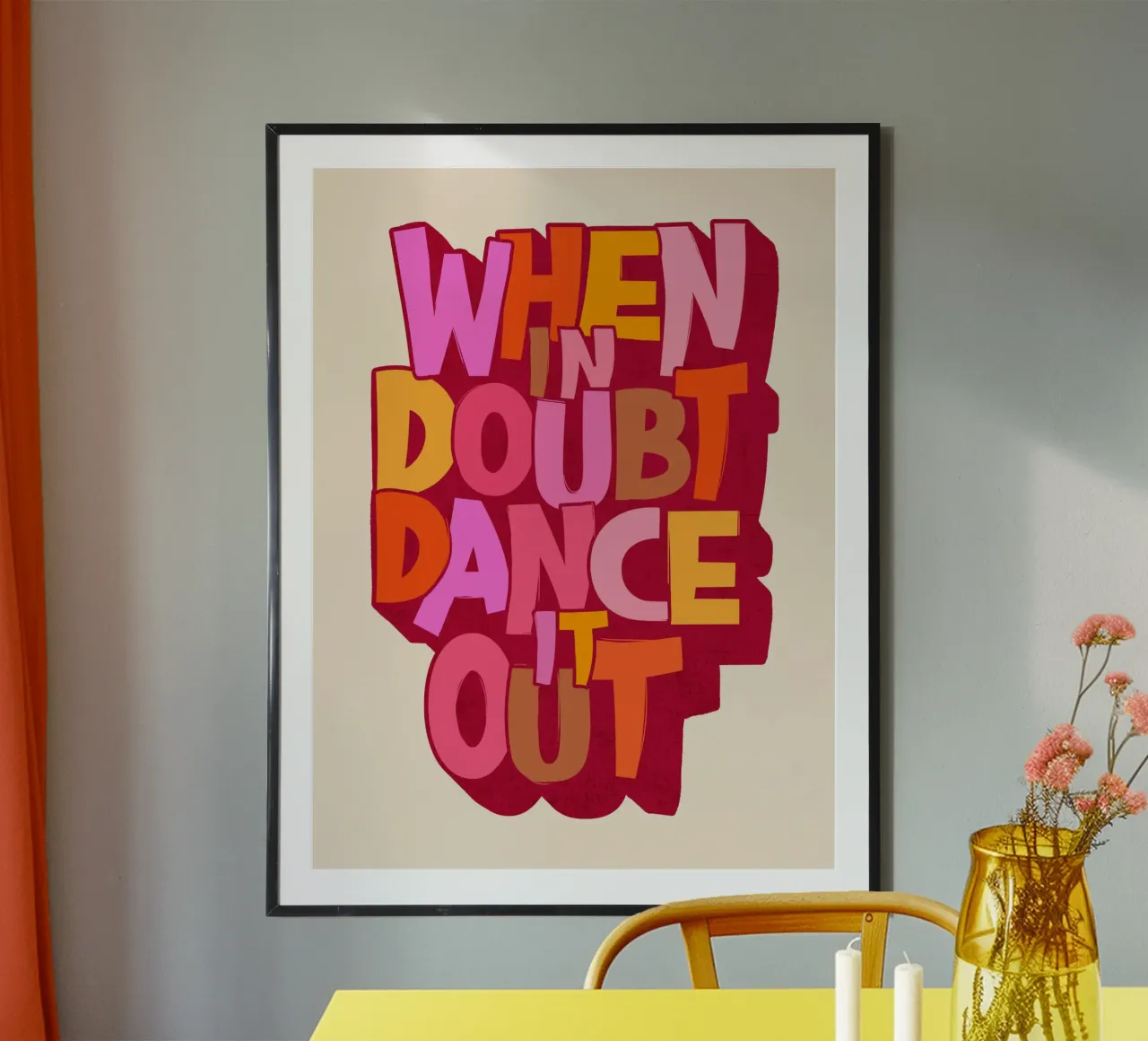 When in Doubt Dance It Out – Playful Retro Typography poster by showmemars