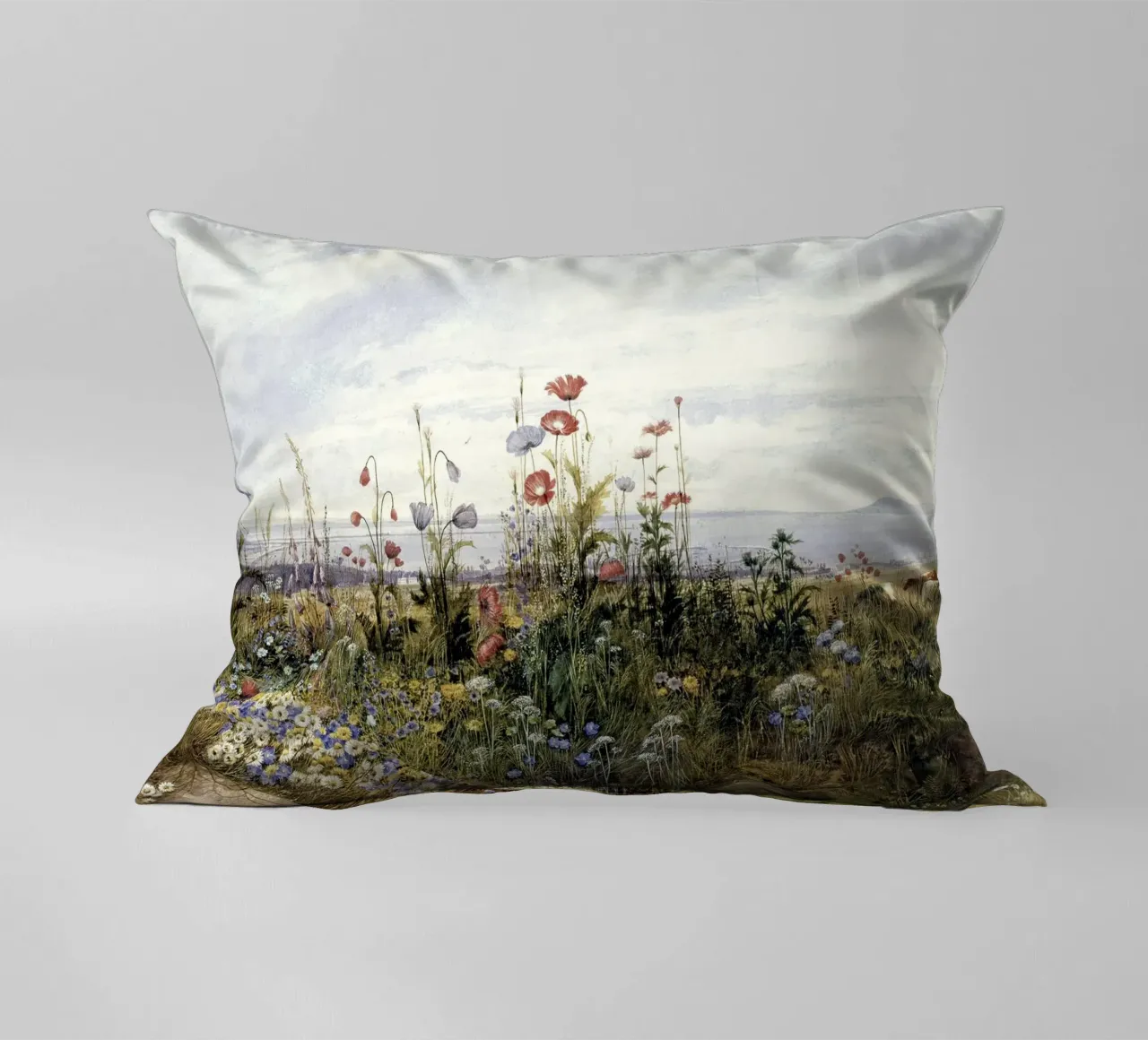 Wildflowers with a View of Dublin Dunleary cuscino da apoloprints