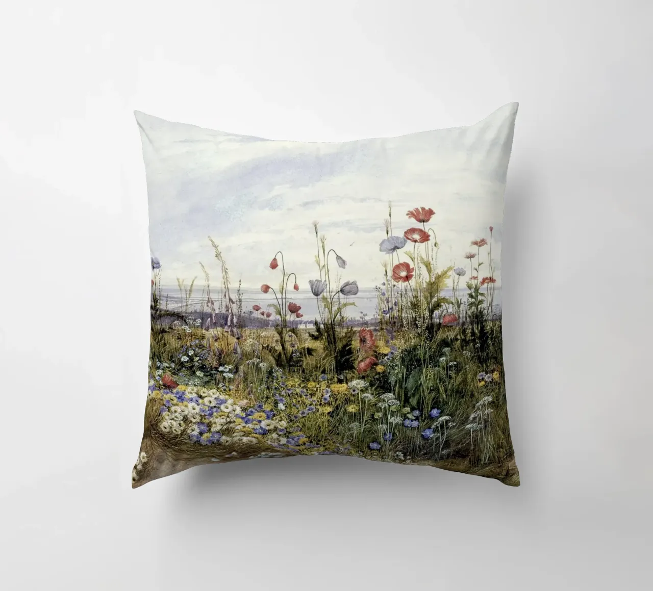 Wildflowers with a View of Dublin Dunleary cuscino da apoloprints