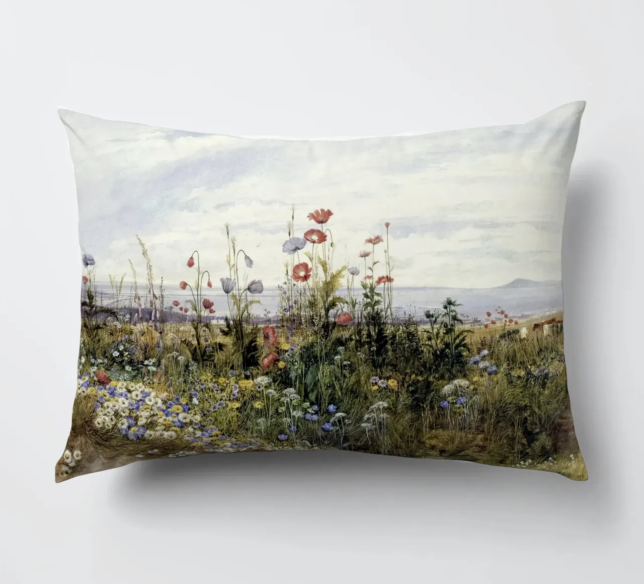 Wildflowers with a View of Dublin Dunleary cuscino da apoloprints