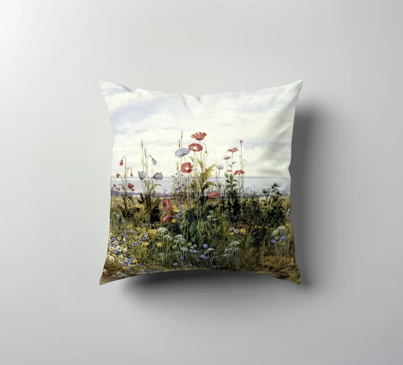 Wildflowers with a View of Dublin Dunleary cuscino da apoloprints