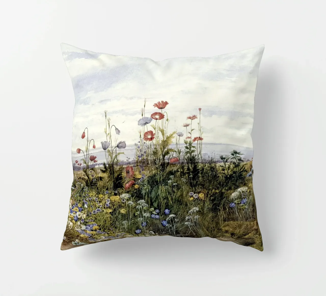 Wildflowers with a View of Dublin Dunleary cuscino da apoloprints