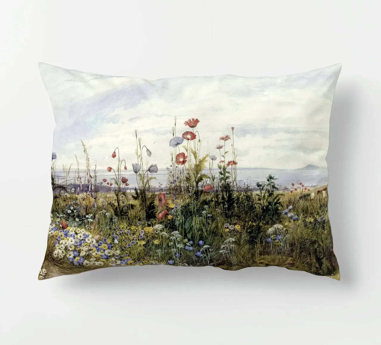 Wildflowers with a View of Dublin Dunleary cuscino da apoloprints