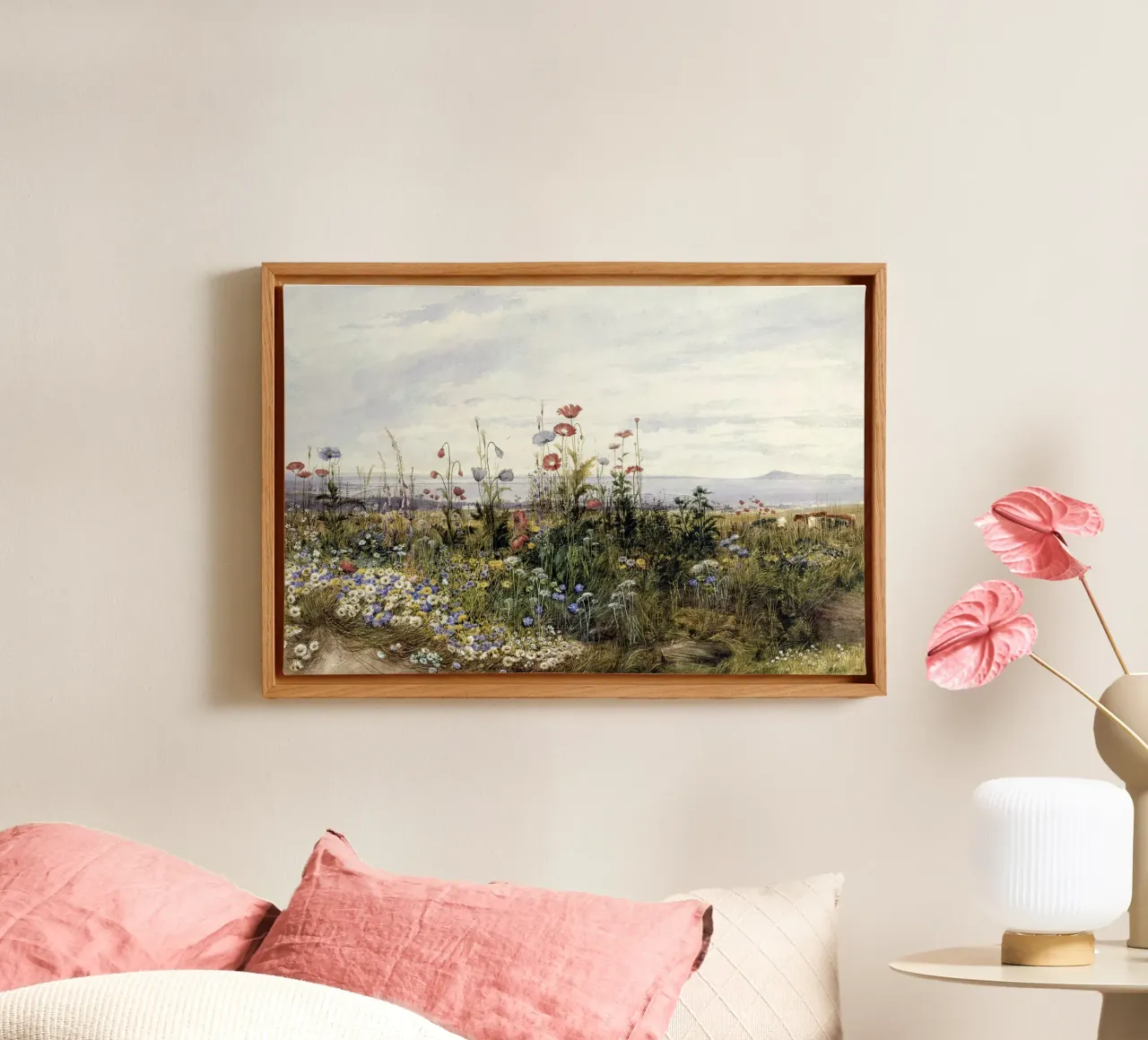 Wildflowers with a View of Dublin Dunleary tela con Cornice a cassetta da apoloprints
