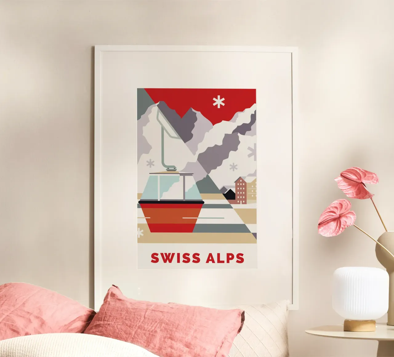 Swiss Alps poster con telaio in legno da Smith Black