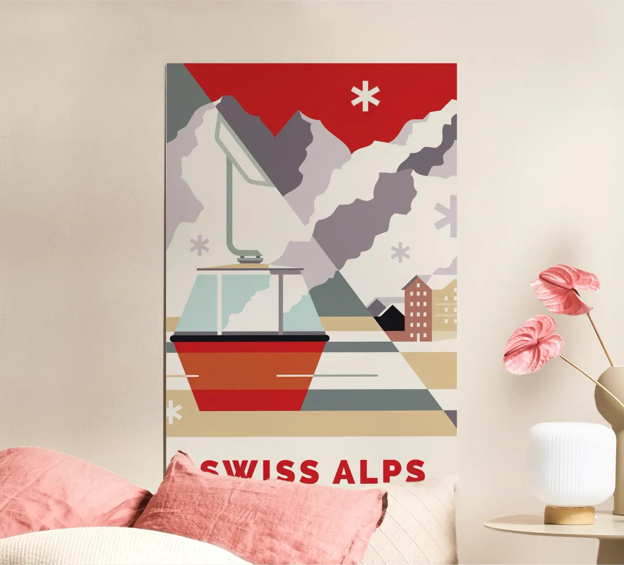 Swiss Alps poster con telaio in legno da Smith Black
