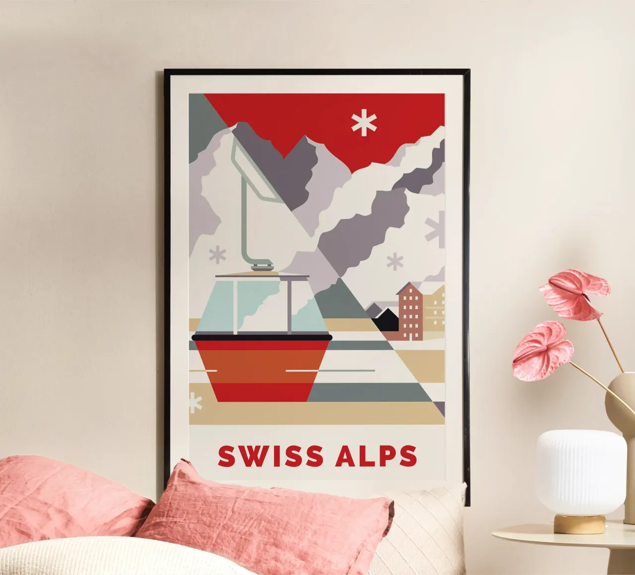 Swiss Alps poster con telaio in legno da Smith Black
