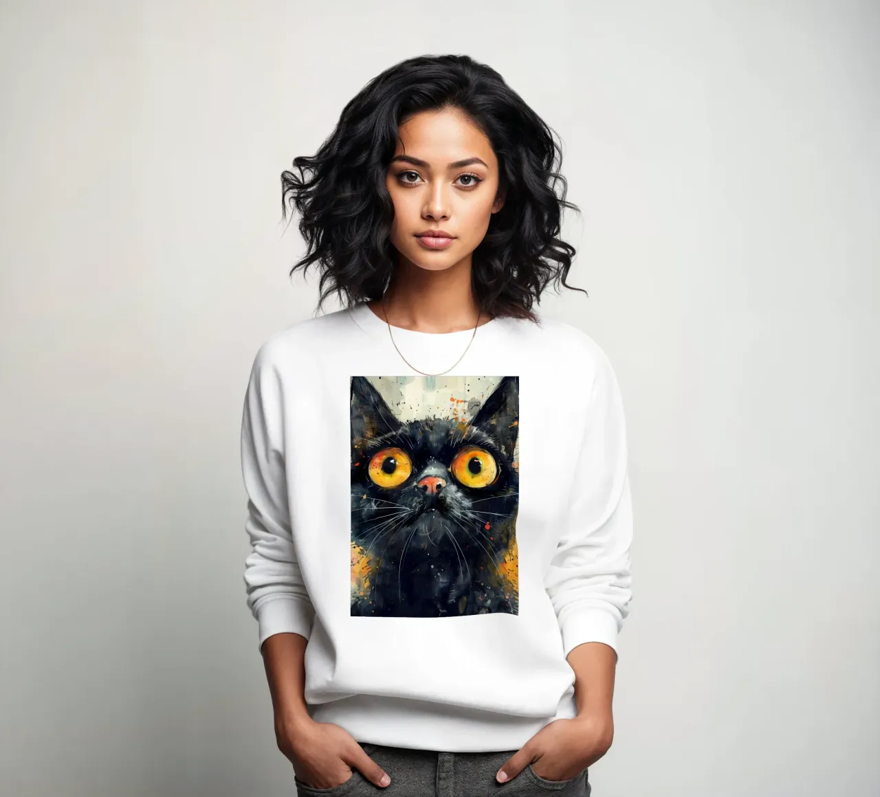 Gatto nero felpa da Justyna Jaszke JBJart