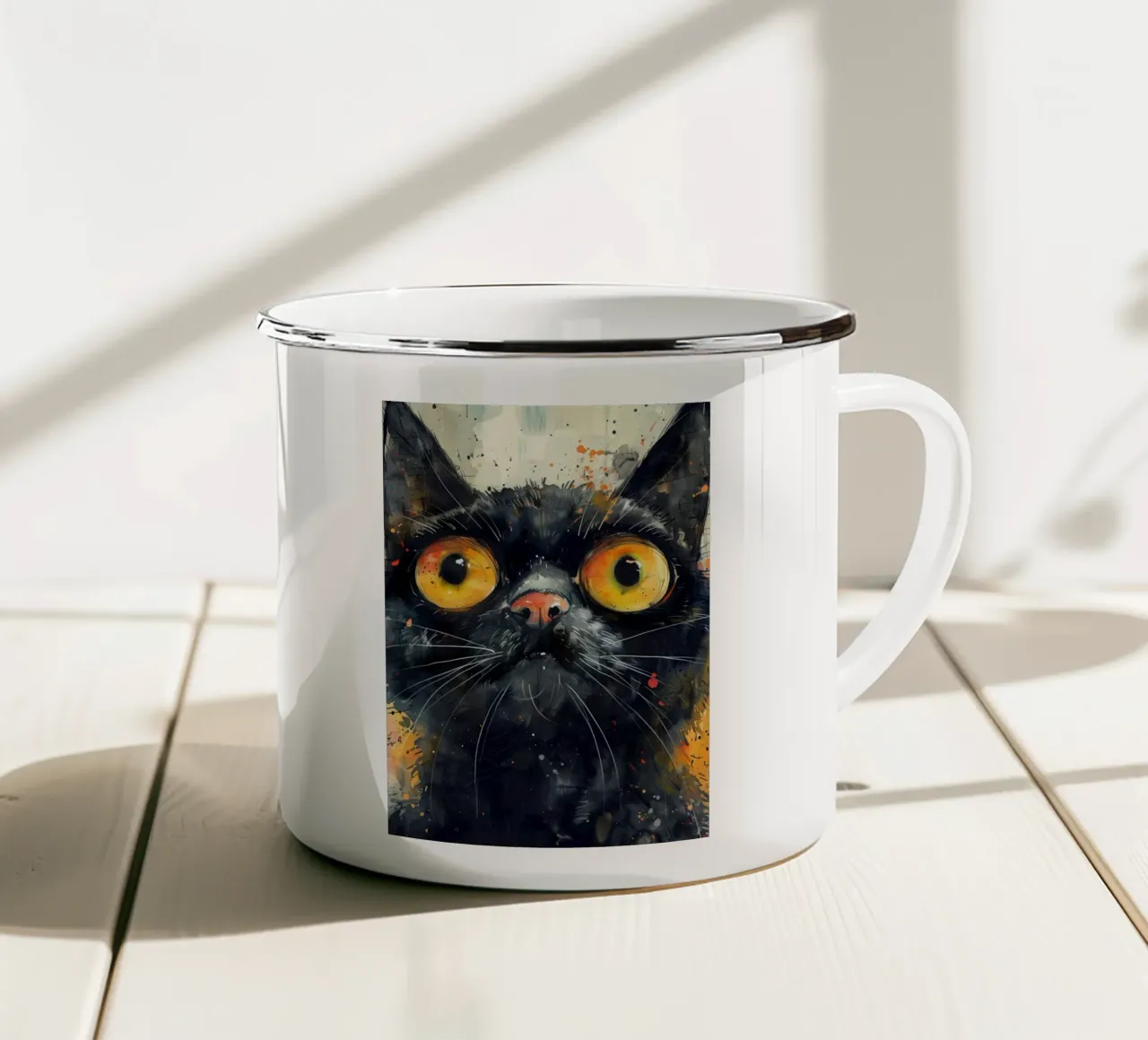Gatto nero tazza in smalto da Justyna Jaszke JBJart