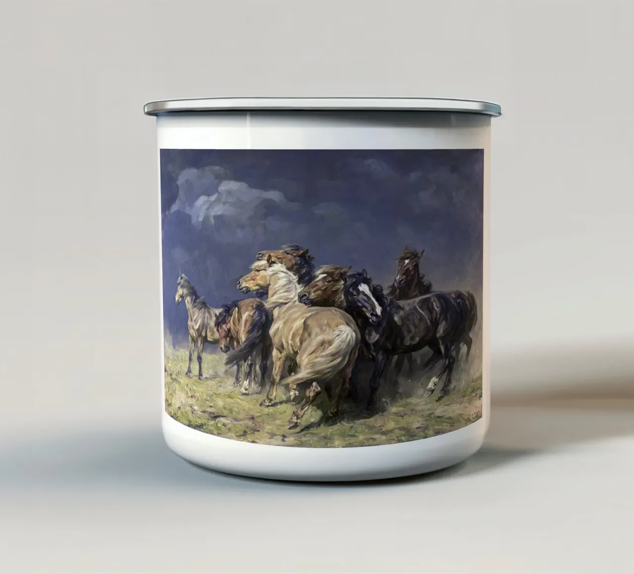 Horses in the Storm Wind tazza in smalto da apoloprints
