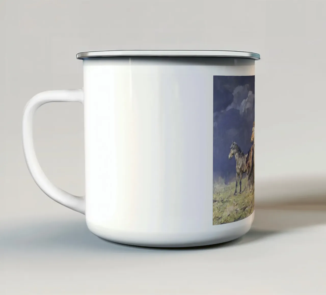 Horses in the Storm Wind tazza in smalto da apoloprints