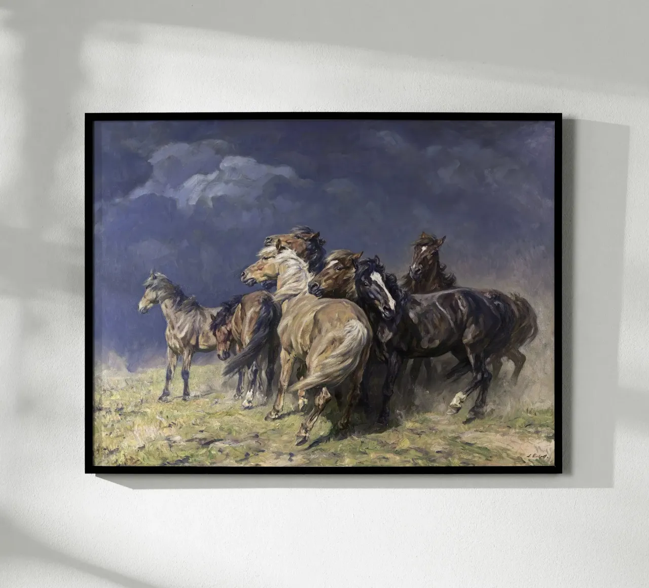 Horses in the Storm Wind poster con telaio in legno da apoloprints