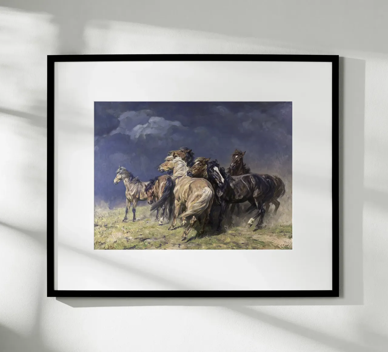 Horses in the Storm Wind poster con telaio in legno da apoloprints