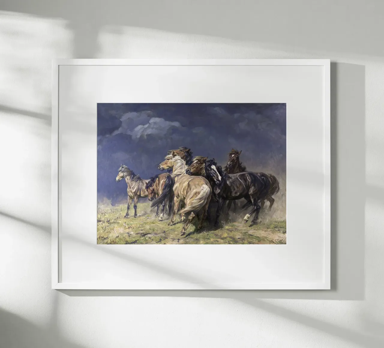 Horses in the Storm Wind poster con telaio in legno da apoloprints