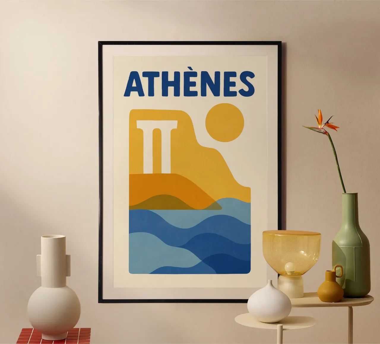 Poster Atene - Poster abstrait poster con telaio in legno da JETLAG | affiches voyage