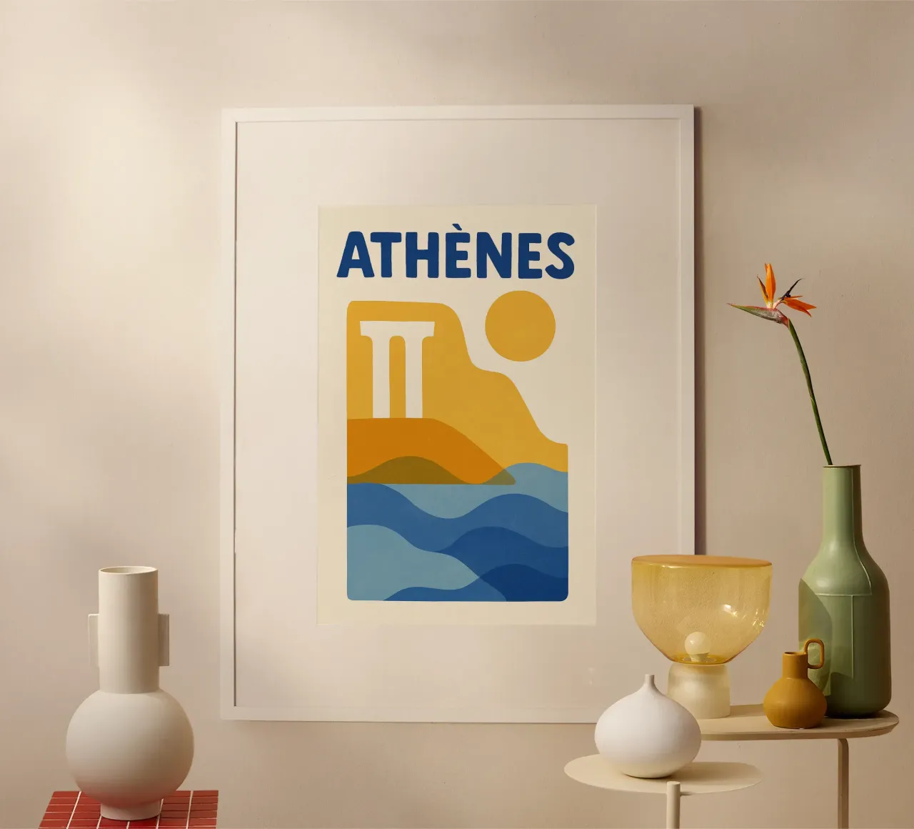 Poster Atene - Poster abstrait poster con telaio in legno da JETLAG | affiches voyage