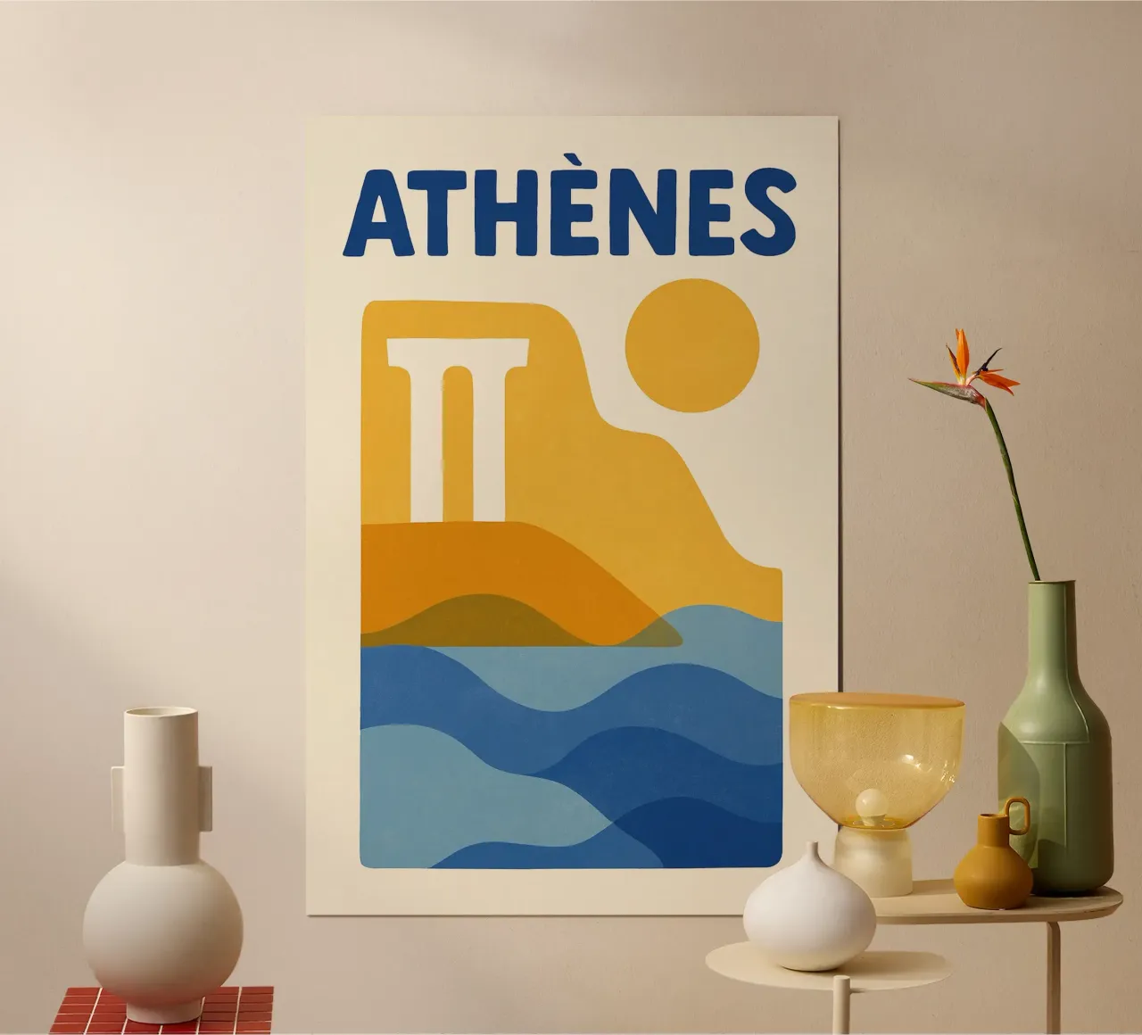 Poster Atene - Poster abstrait poster con telaio in legno da JETLAG | affiches voyage