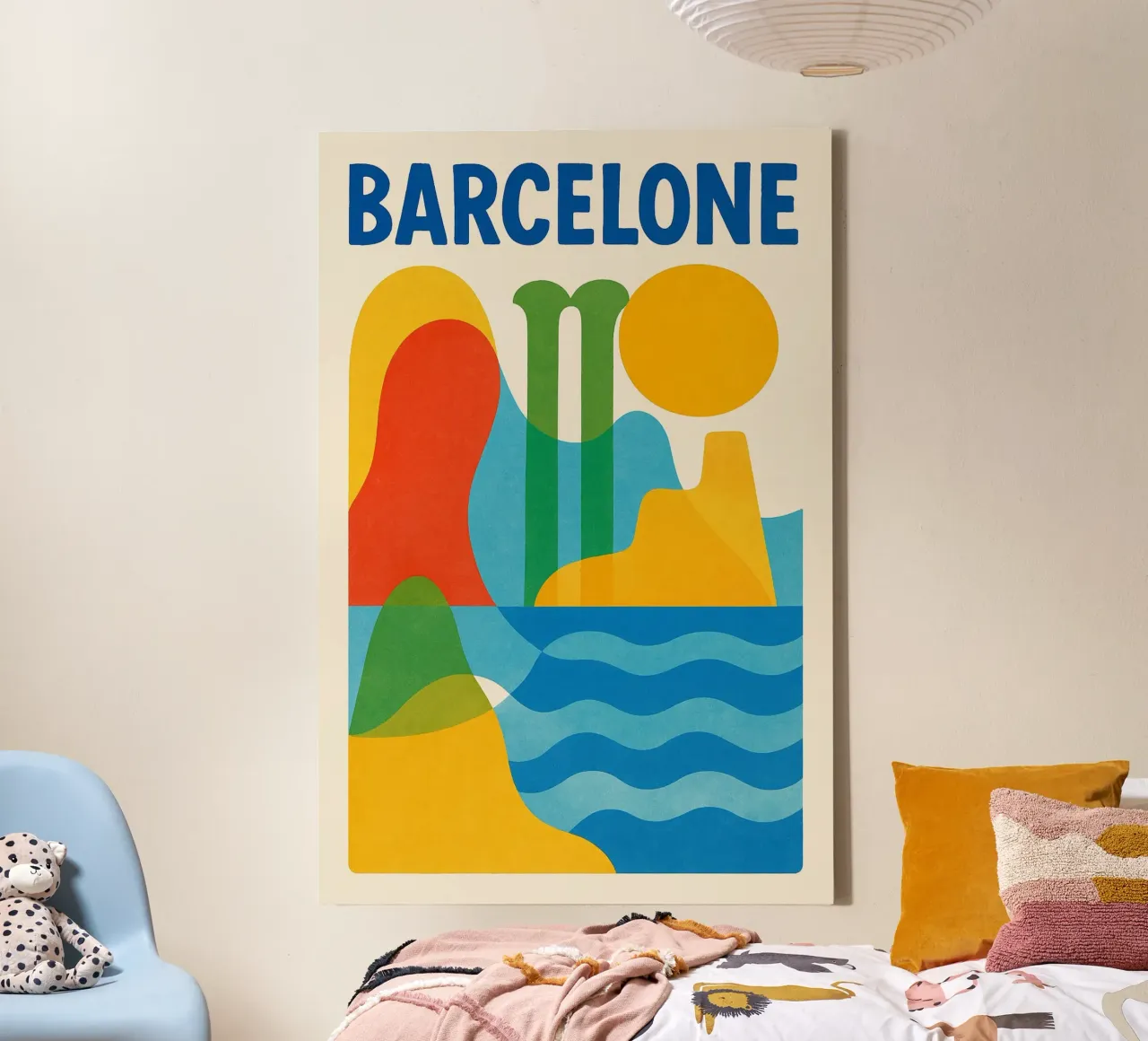 Affiche Barcelone - Poster abstrait tela con Cornice a cassetta da JETLAG | affiches voyage