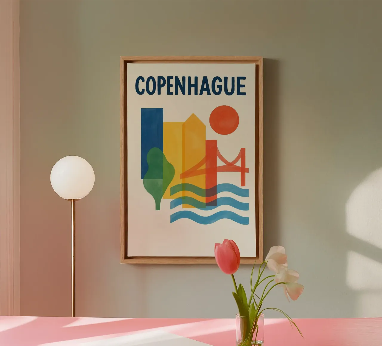 Affiche Copenhague - Poster abstrait tela con Cornice a cassetta da JETLAG | affiches voyage