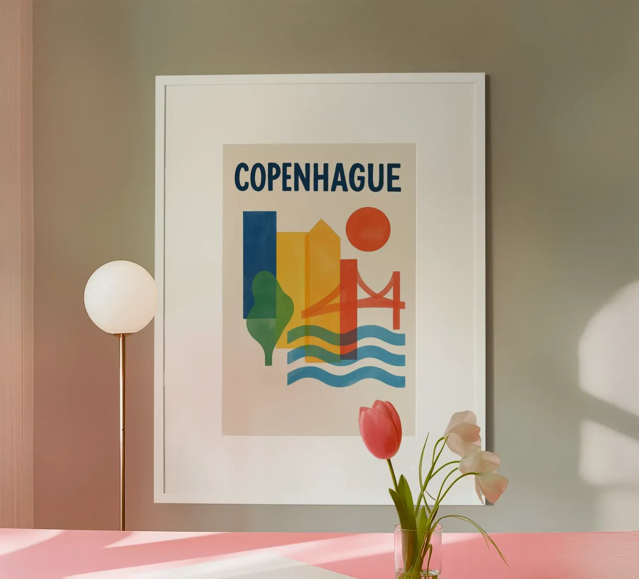 Affiche Copenhague - Poster abstrait poster con telaio in legno da JETLAG | affiches voyage