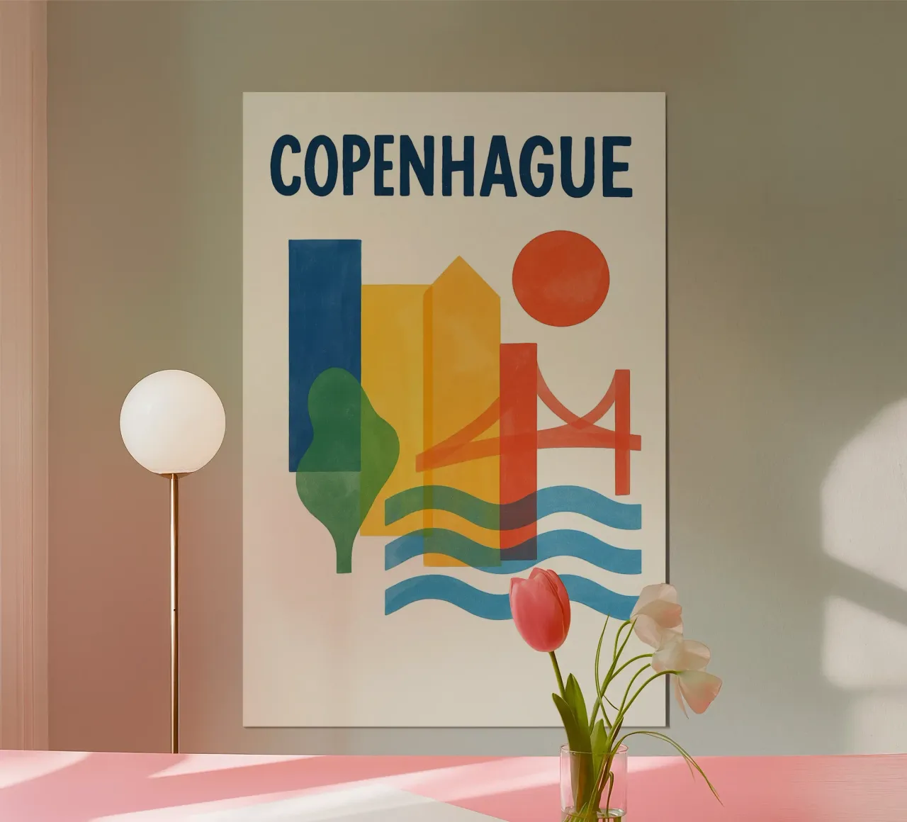 Affiche Copenhague - Poster abstrait poster con telaio in legno da JETLAG | affiches voyage