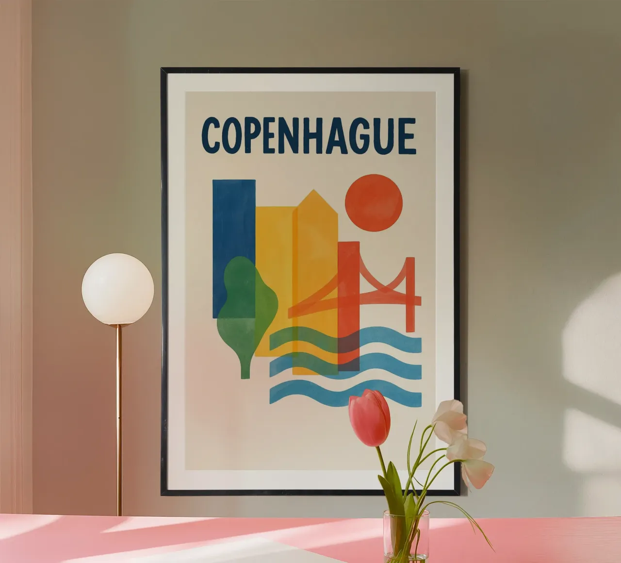 Affiche Copenhague - Poster abstrait poster con telaio in legno da JETLAG | affiches voyage