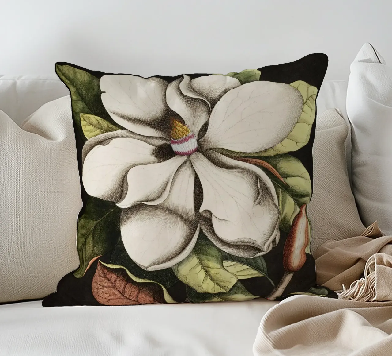 Magnolia Flower - Laurel Tree cuscino da apoloprints