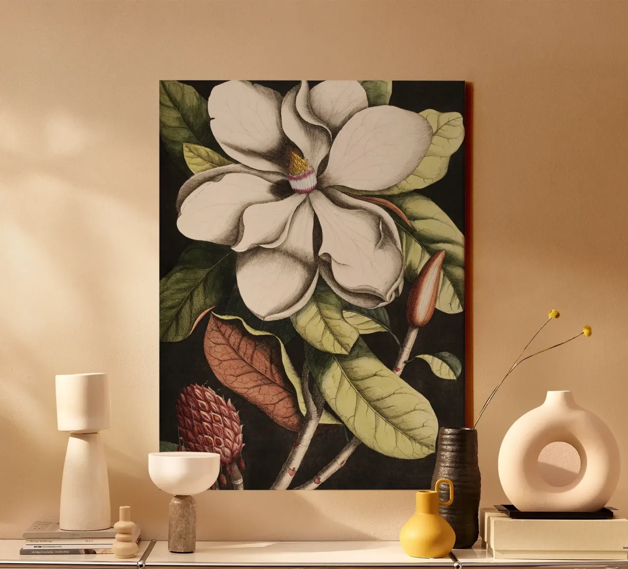 Magnolia Flower - Laurel Tree canvas met Baklijst van apoloprints