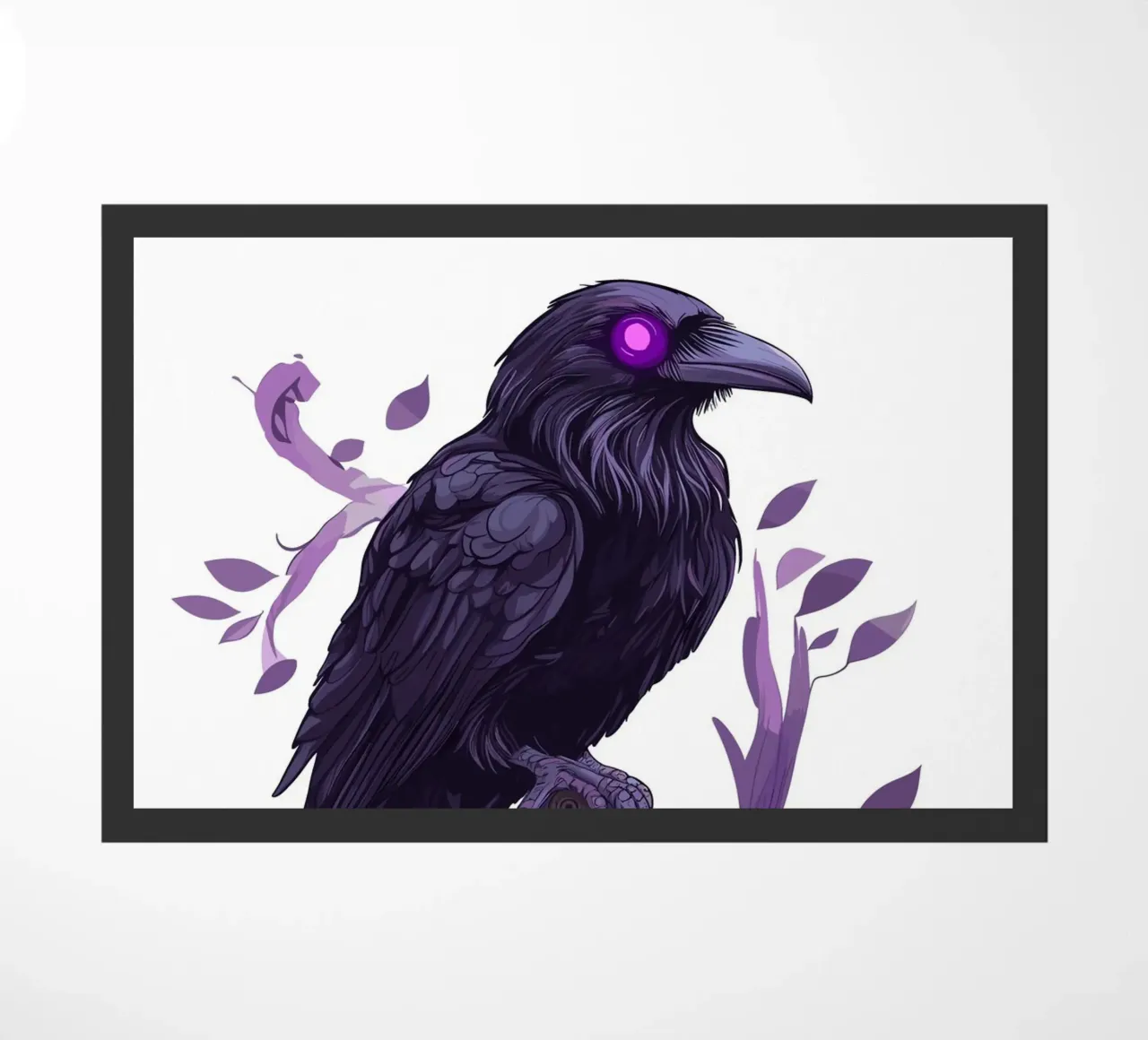 Corvo mistico con occhi luminosi zerbino da pixelbull - medieval art and more