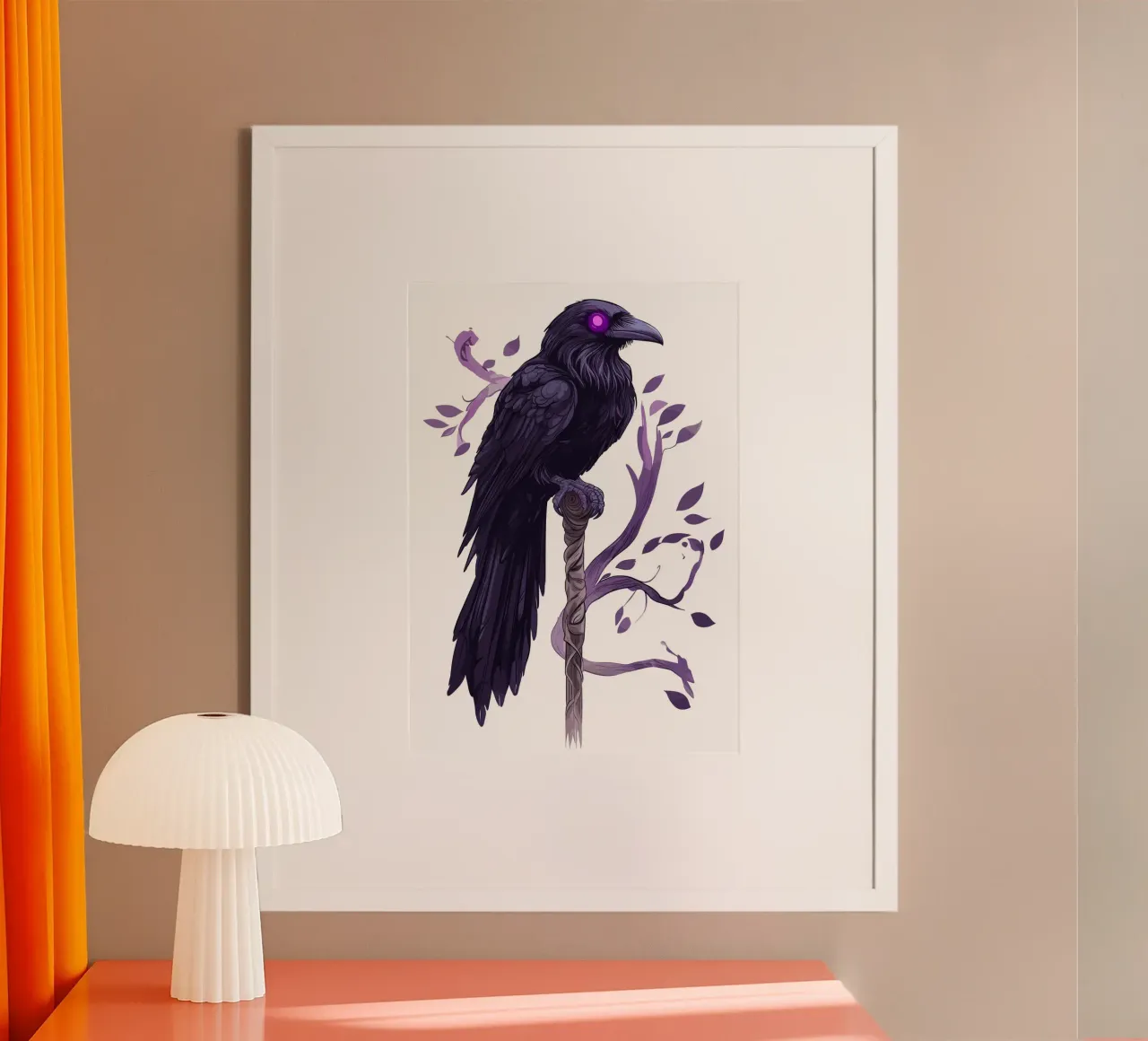 Corvo mistico con occhi luminosi poster da pixelbull - medieval art and more