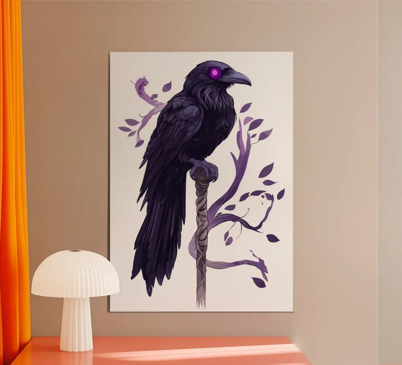 Corvo mistico con occhi luminosi poster da pixelbull - medieval art and more